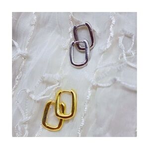 Modern Gold and Silver Geometric Earrings
